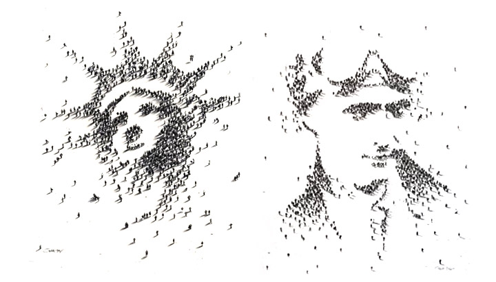 Aerial Portraits Of Faces Using Groups Of People