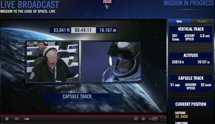 Happening Now! Felix Baumgartner's Live Space Jump