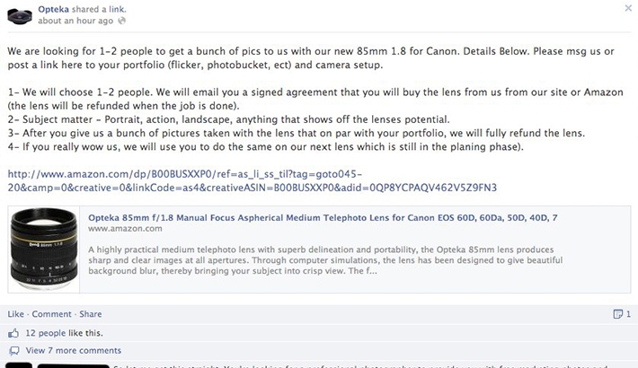 What Do You Think About Opteka's Recent Offer To Photographers?