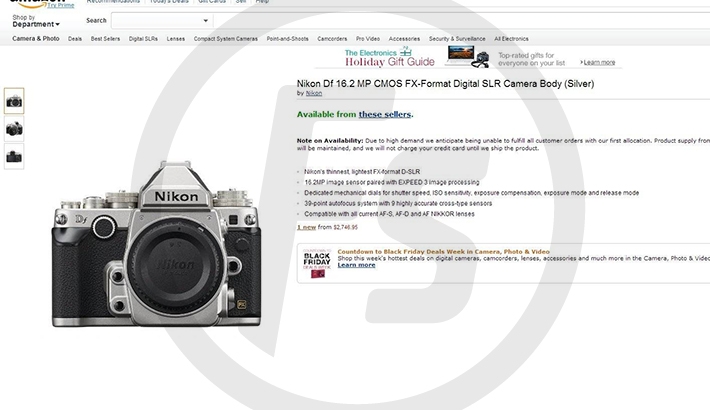 Amazon Goofs, Prematurely Publishes Nikon DF Product Page, Pricing