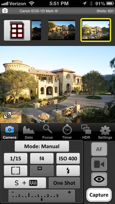 On location with iPhone tethered and as triggering device