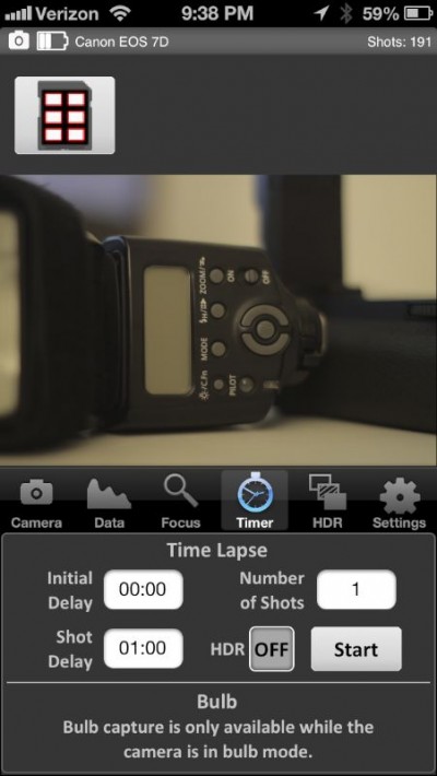 iPhone intervalometer and HDR feature