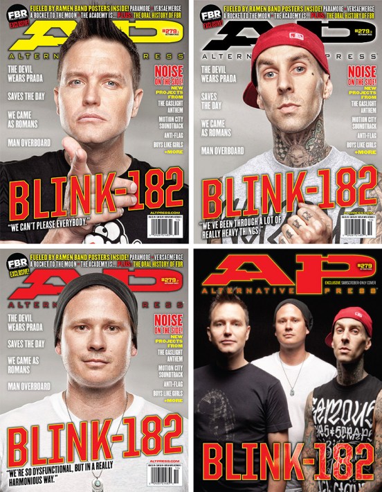 Blink 182: 4 covers and 8 pages of inside magazine content on 3 different backdrops in less than 30 minutes