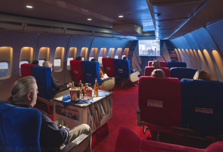 As the sun sets, passengers head back to their first class seats to settle in for the movie, shown on a projector screen in the nose of the plane. A far cry from the incredible in-flight entertainment systems of today, but at the time, cutting edge and second to none. After the movie ends, it's only five more hours to London.